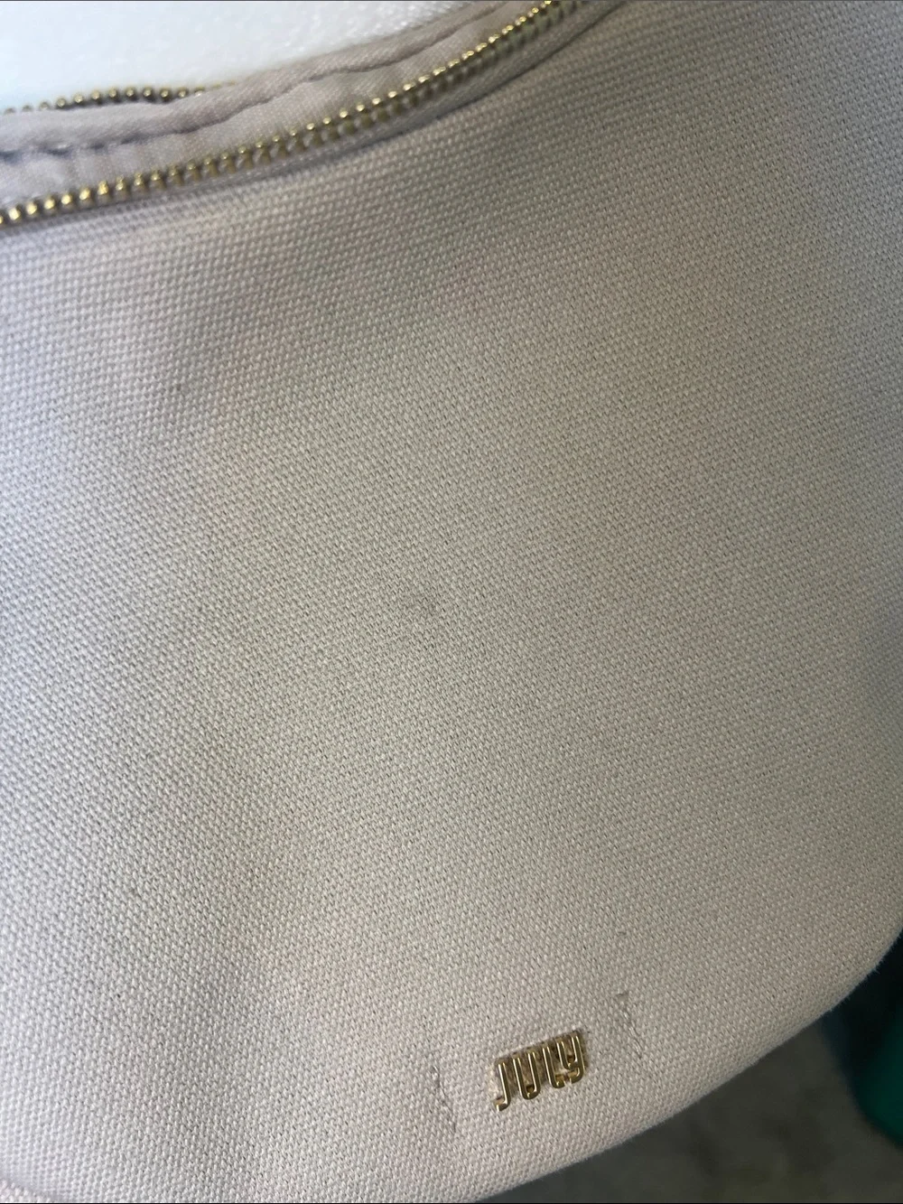 JULY Everyday Crescent Dumpling Bag Minimalist Canvas Sling Crossbody Beige